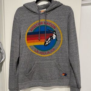 Aviator Nation Gray Hoodie with Multicolor Logo